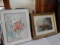 (2) Watercolors, Framed & Signed Flowers And Eiffel Tower