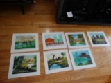 Lot Of 7 - Mixed Watercolor Pieces, Various Artists, Unframed