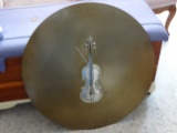 Wall Hanging Metal Disc W/ Silver Violin