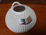 Acoma White Corrugated Pot w/ Handles