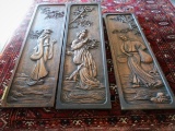 3 Pc. Asian Oak Carvings