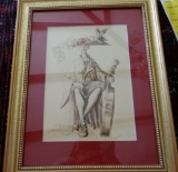 Folk Art Drawing - Woman with Music