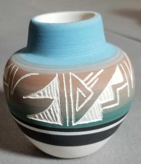 Miniature Navajo Vase and Feathered Vase