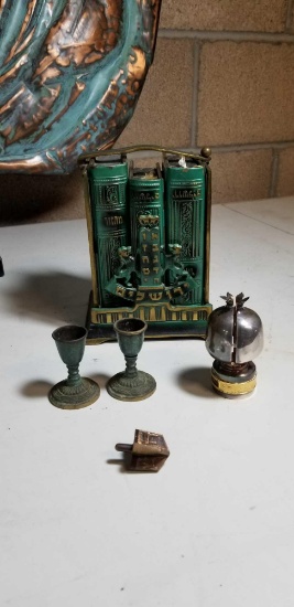 Silver Jewish Candle and books