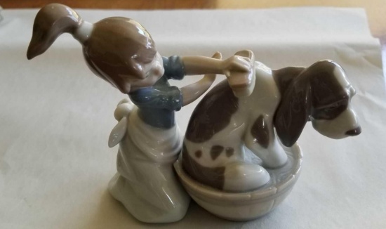 Mini Lladro Girl and Dog