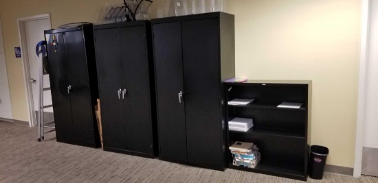 3 Storage Cabinets with Contents