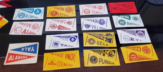 1961 Nu-Card College Pennant Decals