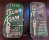 2 Vintage Clear Again Tins w/ Contents