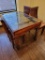 INDIA PANELED DOOR WITH METAL ACCENTS TURNED INTO TABLE WITH 4 CHAIRS