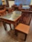 INDIA PANELED DOOR WITH METAL ACCENTS TURNED INTO TABLE WITH 4 CHAIRS