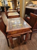 INDIA PANELED DOOR WITH METAL ACCENTS TURNED INTO TABLE WITH 2 CHAIRS