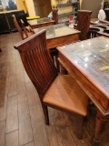 INDIA PANELED DOOR WITH METAL ACCENTS TURNED INTO TABLE WITH 2 CHAIRS