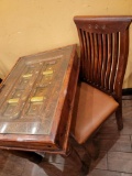 INDIA PANELED DOOR WITH METAL ACCENTS TURNED INTO TABLE WITH 2 CHAIRS