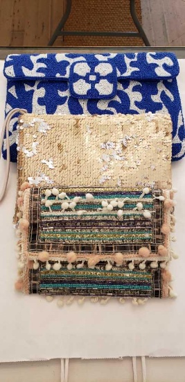 3 HAND BEADED CLUTCH PURSES