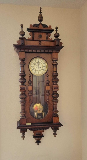 LARGE 2 WEIGHT GUSTAV BECKER WALL CLOCK