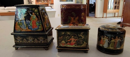 4 RUSSIAN LACQUER BOXES