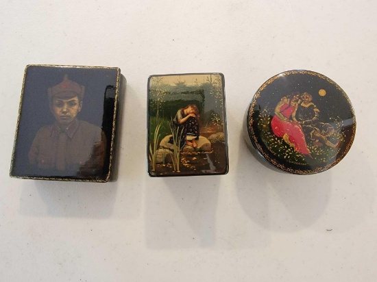 3 RUSSIAN LACQUER BOXES
