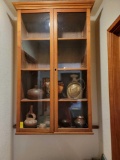 GLASS AND WOOD WALL MOUNTED CURIO