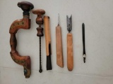 6 ANTIQUE WOOD CARVING TOOLS