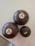 3 VINTAGE BOCCE BALLS