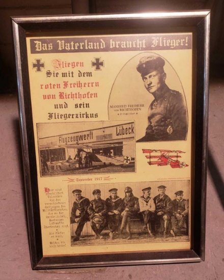 VINTAGE RECRUTING POSTER MANFRED VON RICHTHOFEN