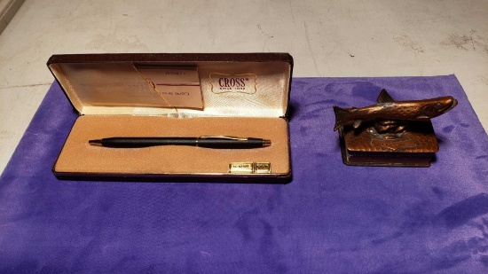 Cross 10k Gold Filled Pen and Meeks Bay Match Stand