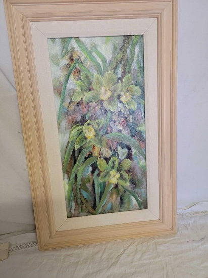 WALLY SCHAUER GREEN ORCHID'S ACRYLIC ART