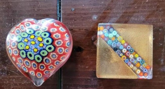 TWO MURANO GLASS PAPER WEIGHTS
