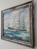 SAILING SHIP PAINTED ON MASONITE