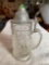 VINTAGE GLASS GERMAN BEER STEIN FACETED GREEN TOP ACCENT