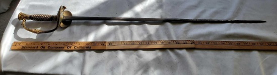 US Model 1860 Staff and Field Sword. About 36" long. With US Engraving