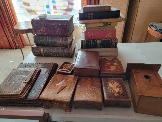 OLD BIBLES, BOOKS, BOXES