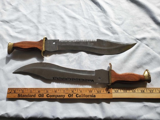 TWO STAINLESS KUKRI KNIVES