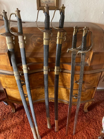 SET OF 6 MODEL 1850 SET OF 6 STAFF AND FIELD OFFICER?S SWORD REPLICAS