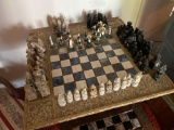 MEDIUM WOODEN ORNARE DECORATIVE CHESS TABLE WITH MULTIPLE CHESS PCS SETS