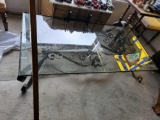 LARGE CAST METAL TABLE WITH GLASS