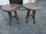 TWO COPPER TOP PATINA METAL TABLES