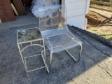 PLASTIC CHAIR WITH SMALL END TABLE