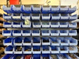 CONTENTS OF UPPER 48 SMALL BLUE PARTS CONTAINERS AND WALL MOUNT PLATE FOR BINS