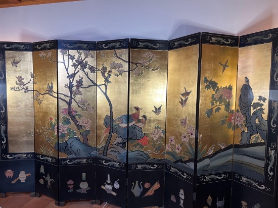LACQUERED EIGHT PANEL SCREEN