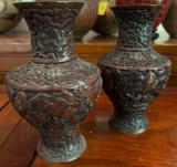 CHINESE WOOD CARVED VASES