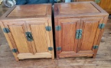 2 ASIAN INFLUENCED WOOD END TABLES