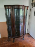 AMERICAN OAK CURVED GLASS CHINA CABINET