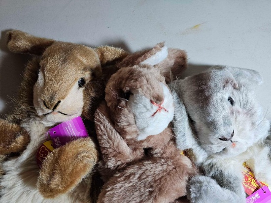 3 VINTAGE STEIFF RABBIT PUPPETS