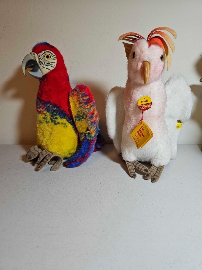 2 STEIFF BIRDS - PARROT AND COCKATOO