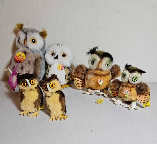 6 STEIFF OWLS