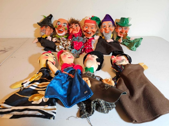 10 VINTAGE PUPPET HAND DOLLS