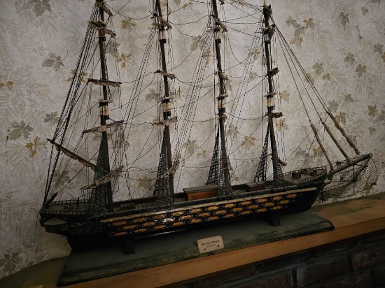 VINTAGE WOOD MODEL OF A SPANISH FRIGATE
