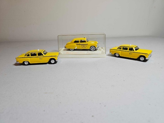 3 YELLOW CAB LOT METAL MODELS