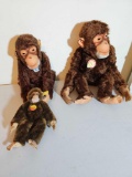 3 VINTAGE JOCKO STEIFF CHIMPANZEES